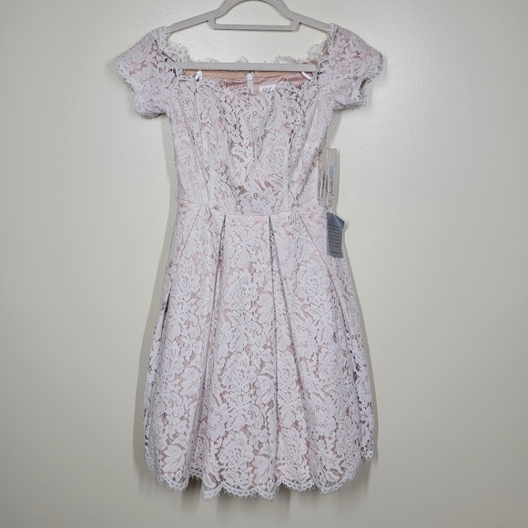 NWT Eliza J off shoulder lace fit and flare white dress size 2 - Picture 10 of 11